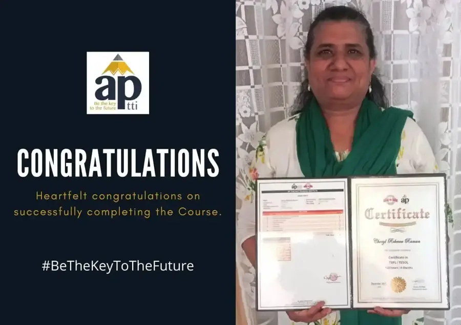An APTTI graduate with her certificate